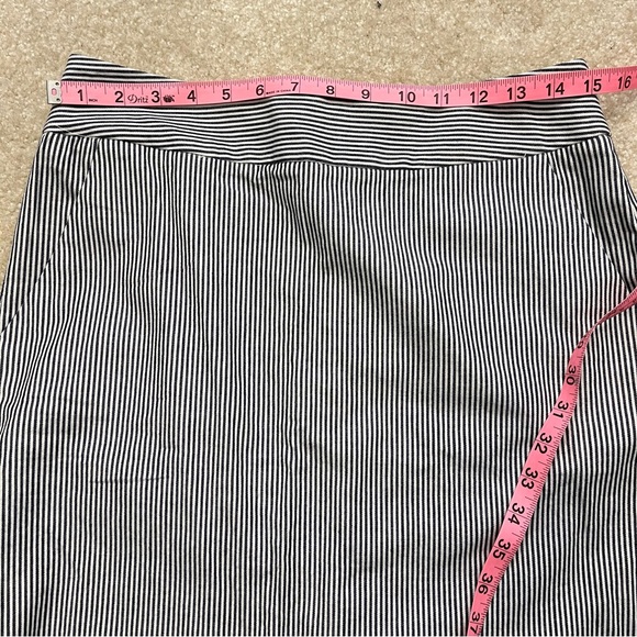 Talbots Skirt Womens 4 Blue White Stripes Cotton Blend Stretch Pockets A-Line - Picture 5 of 8